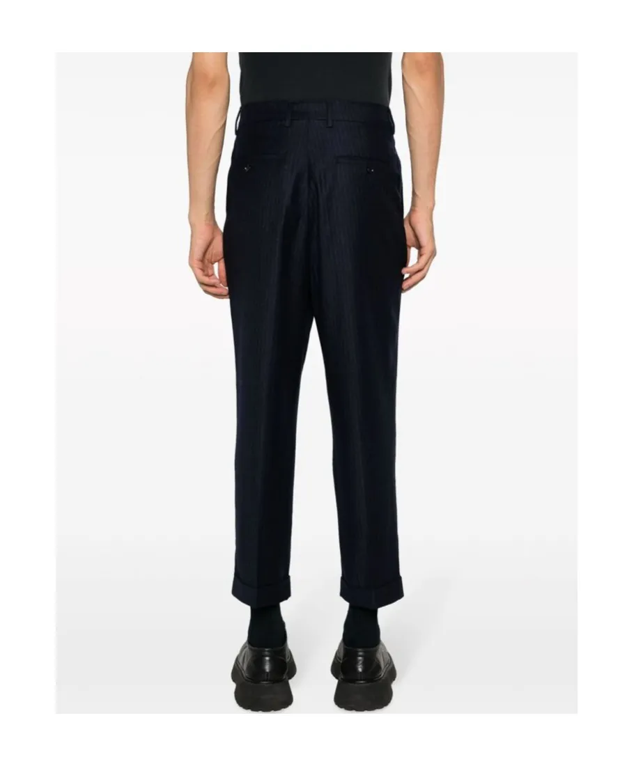 Belt-Loop Striped Casual Pants