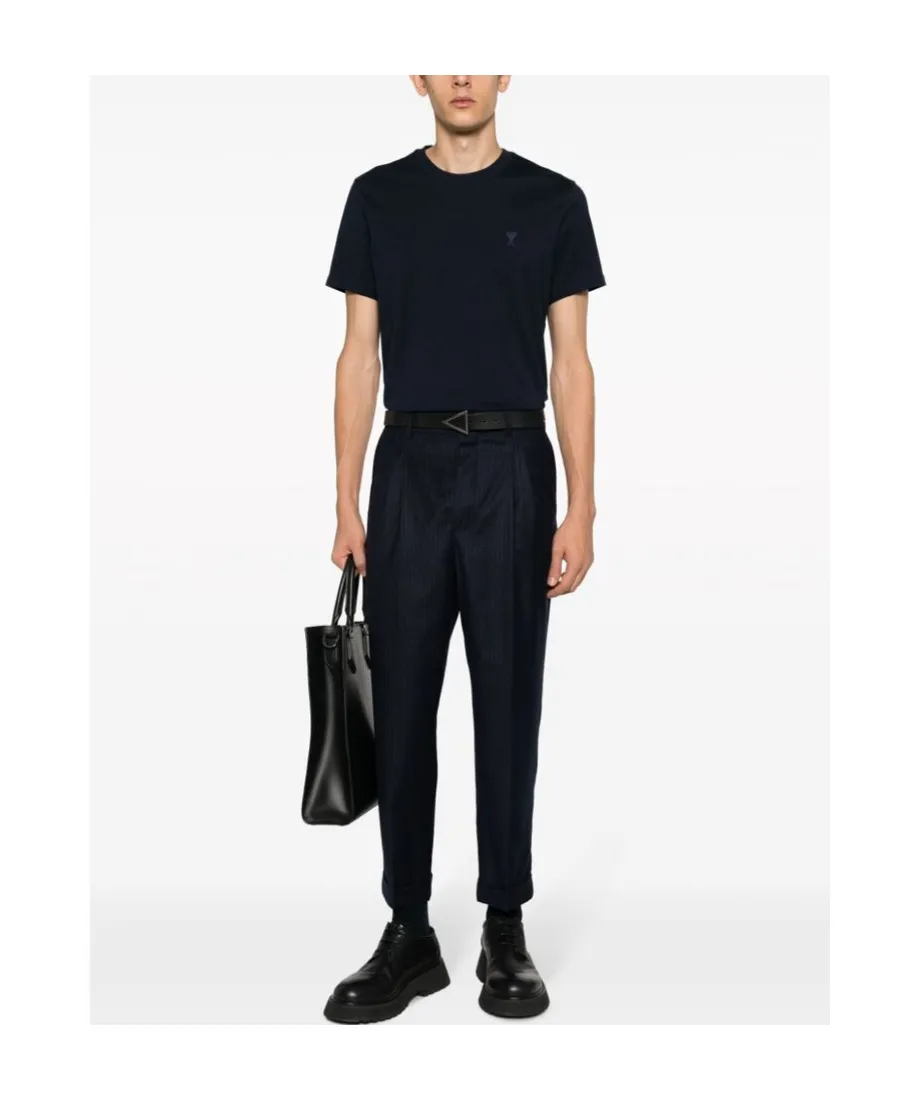 Belt-Loop Striped Casual Pants