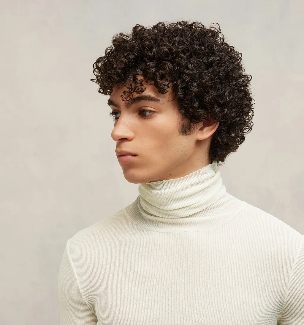 Semi-Sheer Roll-Neck Ribbed-Knit Jumper
