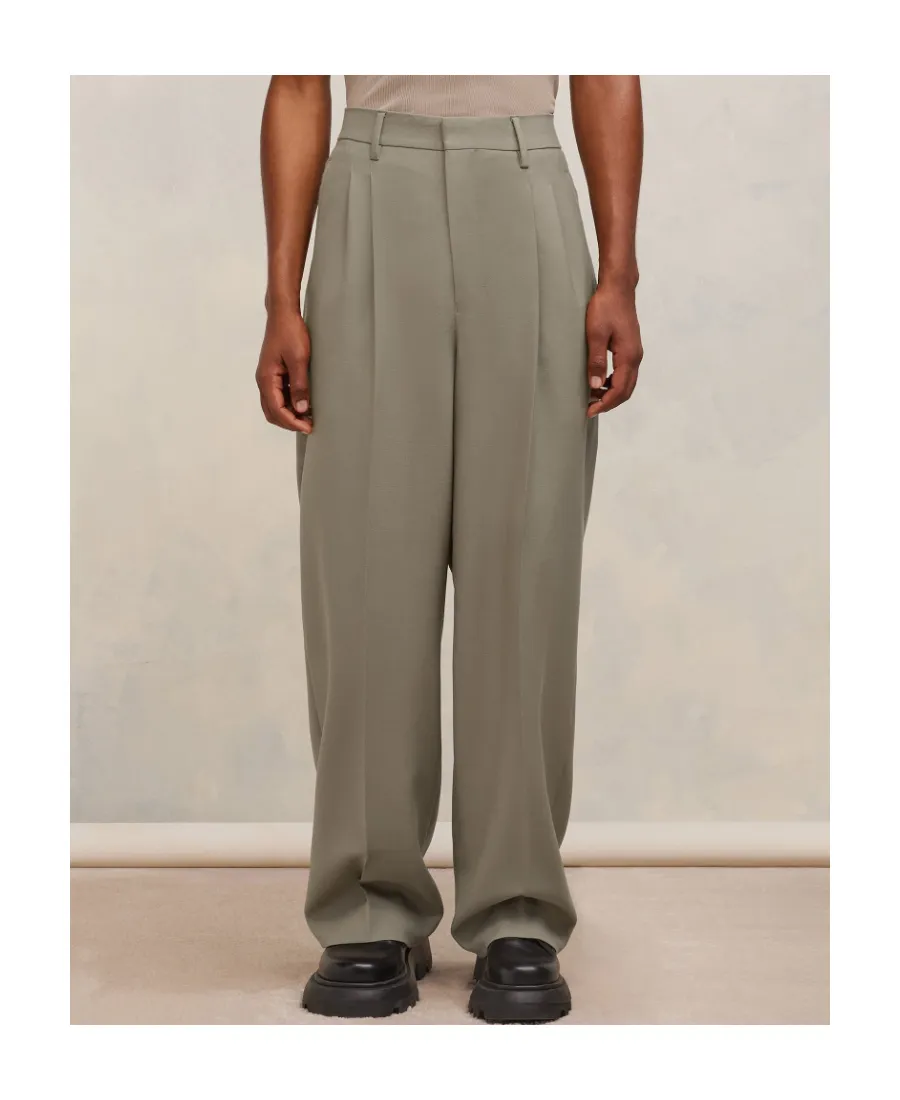 Pleat Detailed Straight-Leg Trousers