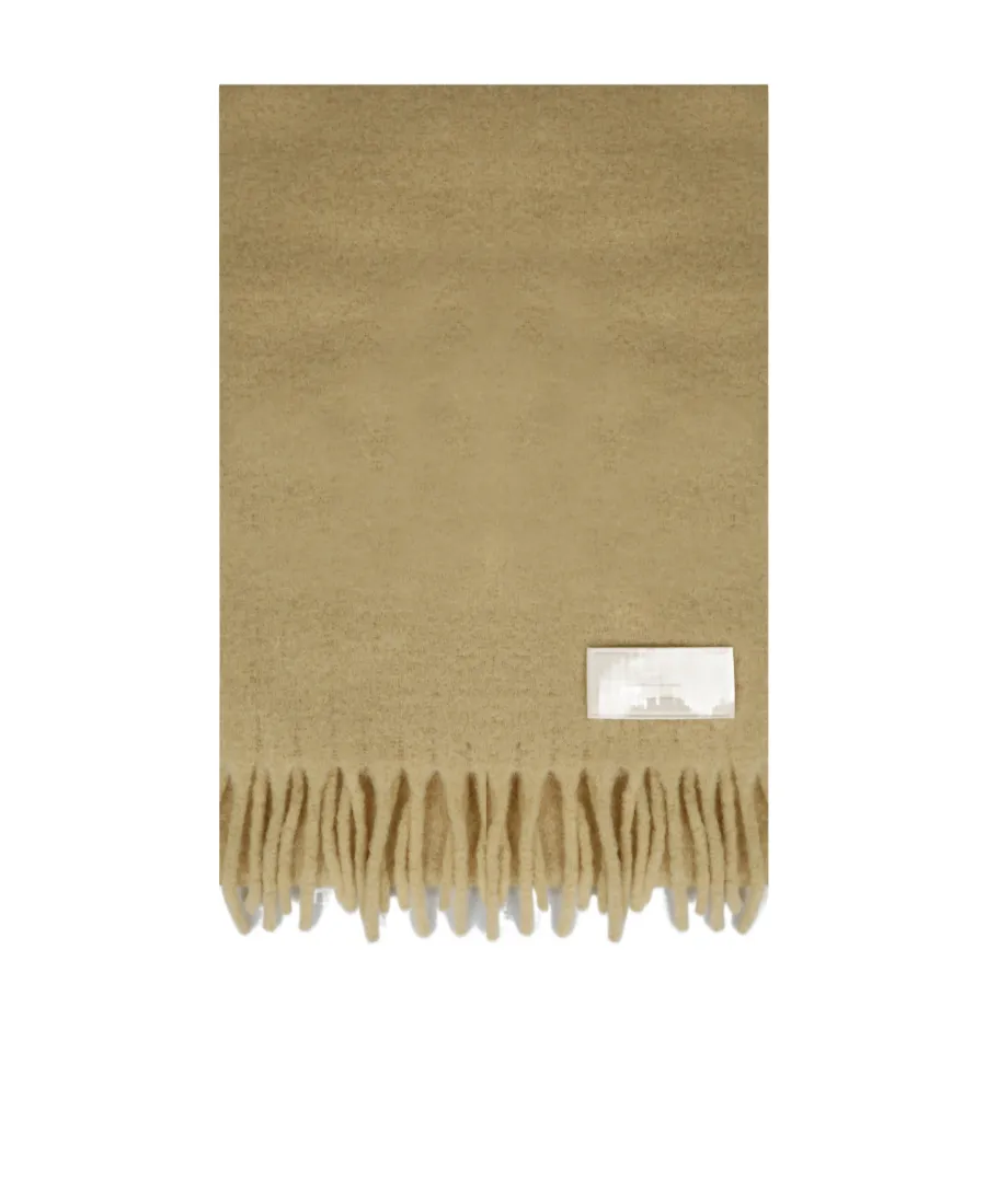 Logo Patch Fringed Edge Scarf
