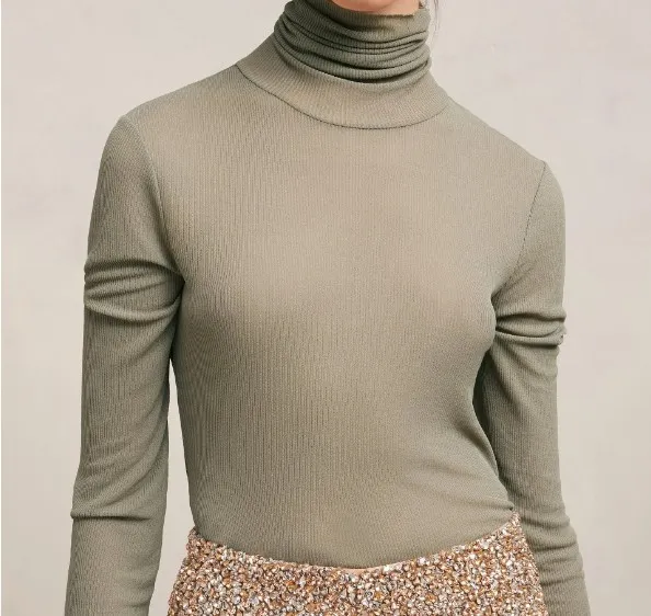 Ribbed Turtleneck Knitted Jumper