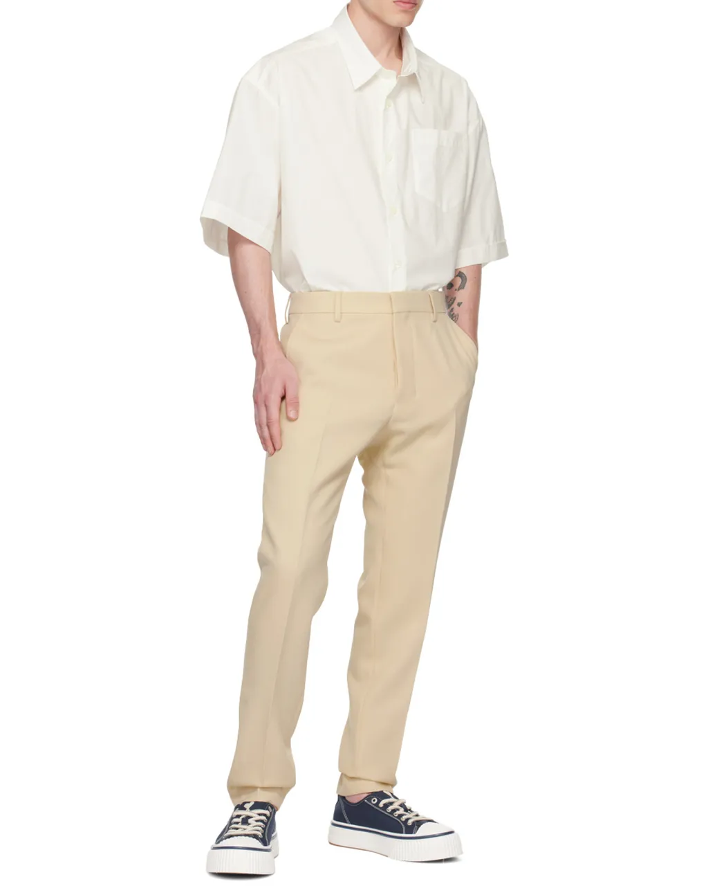 Pressed-Center Cropped Trousers