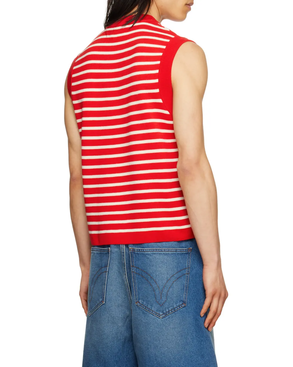 Striped Sleeveless Knit Vest