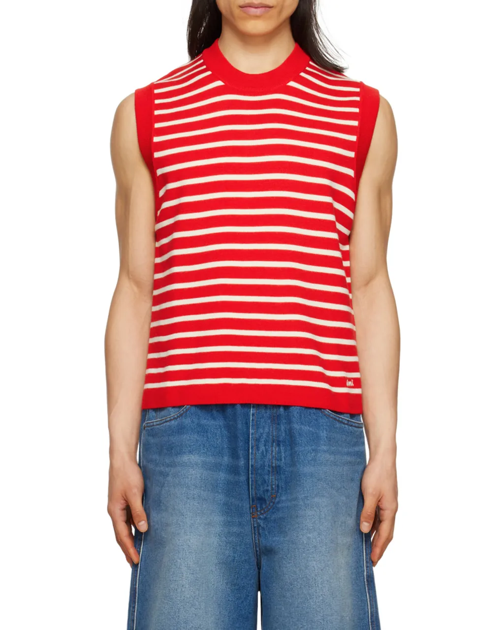Striped Sleeveless Knit Vest