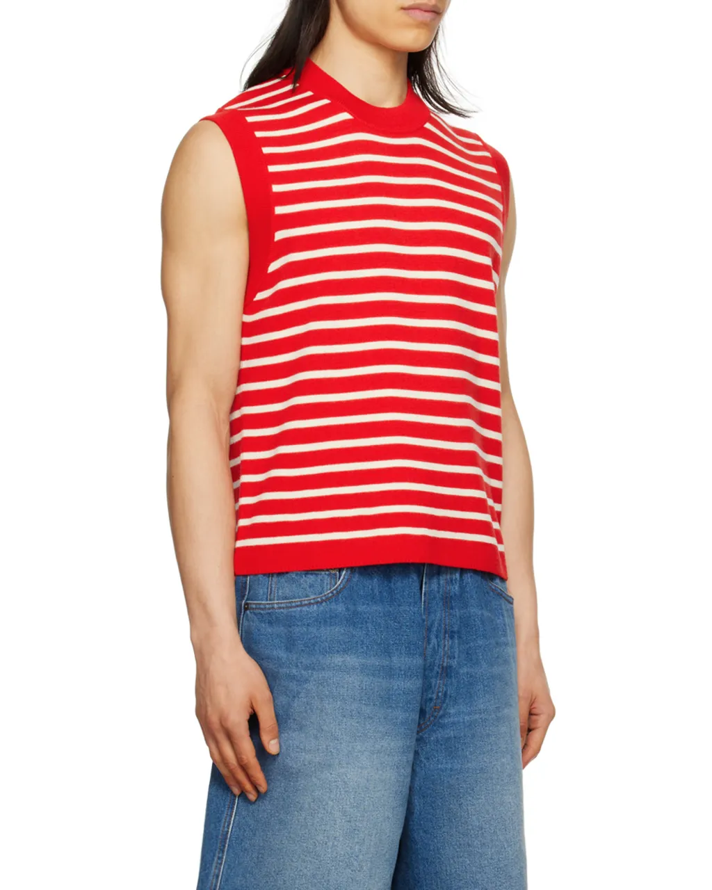 Striped Sleeveless Knit Vest