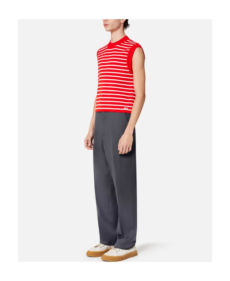 Striped Sleeveless Knit Vest