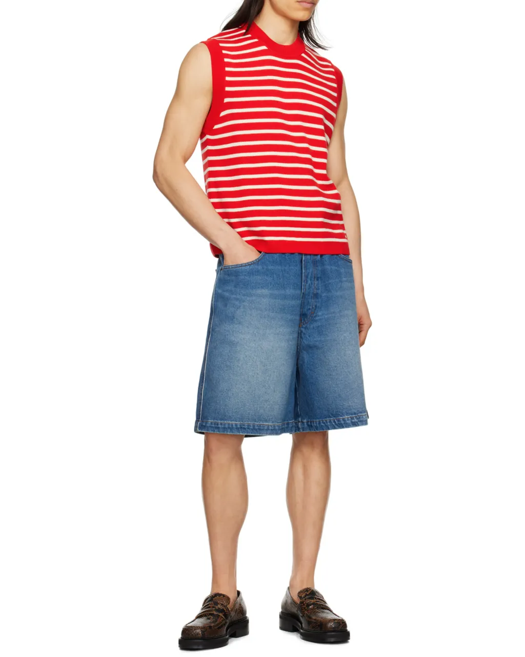 Striped Sleeveless Knit Vest