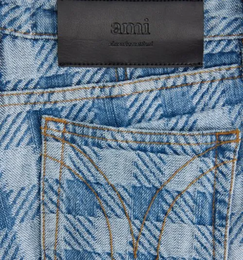 Check Patterned Denim Shorts