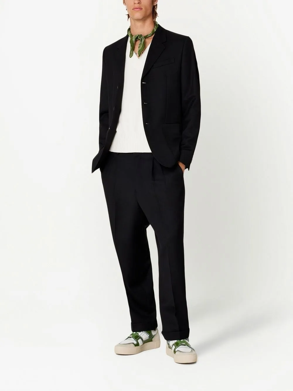 Pleated Turn-Up Brim Trousers