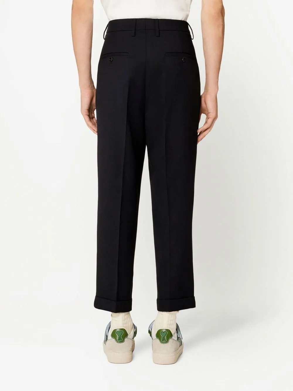 Pleated Turn-Up Brim Trousers