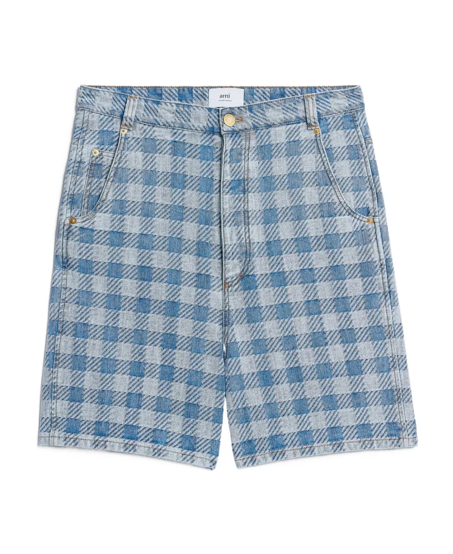 Alex Checkered Denim Shorts