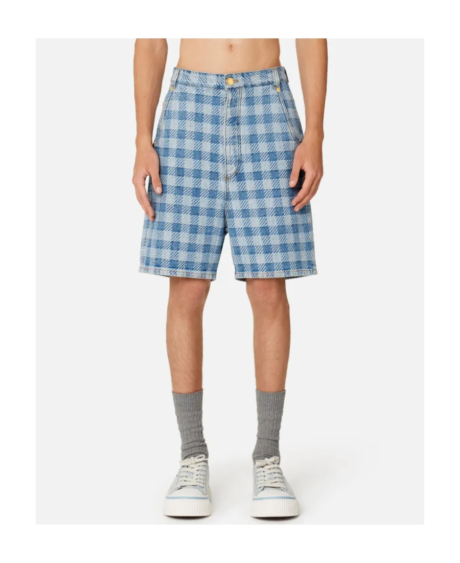 Alex Checkered Denim Shorts