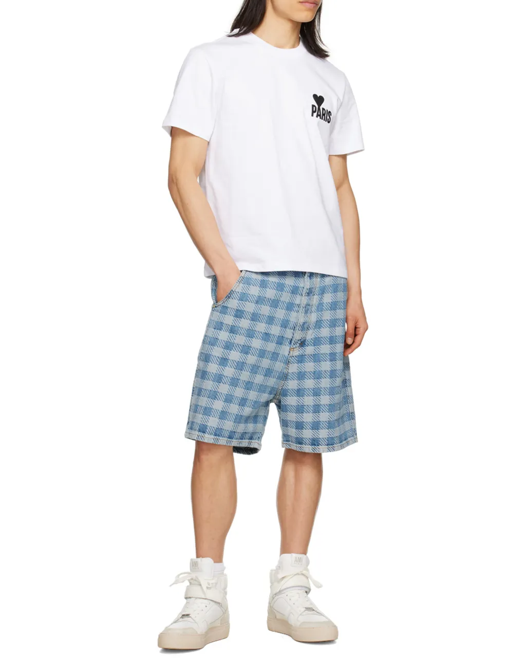 Alex Checkered Denim Shorts