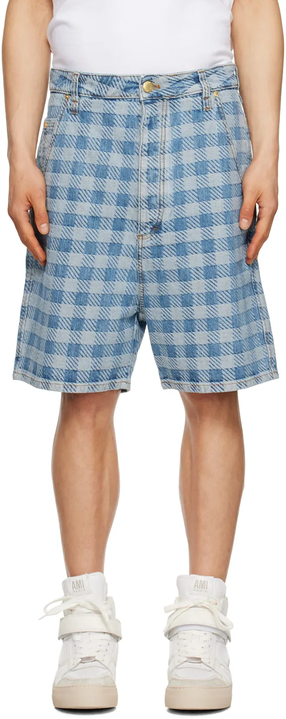 Alex Checkered Denim Shorts