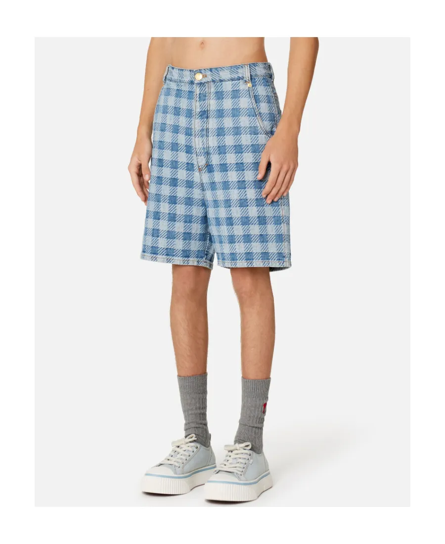 Alex Checkered Denim Shorts