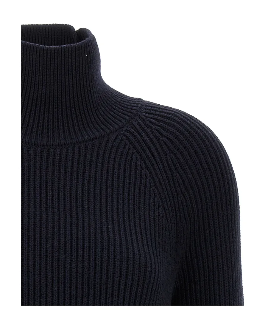 Logo Patch Ribbed Turtleneck Sweater