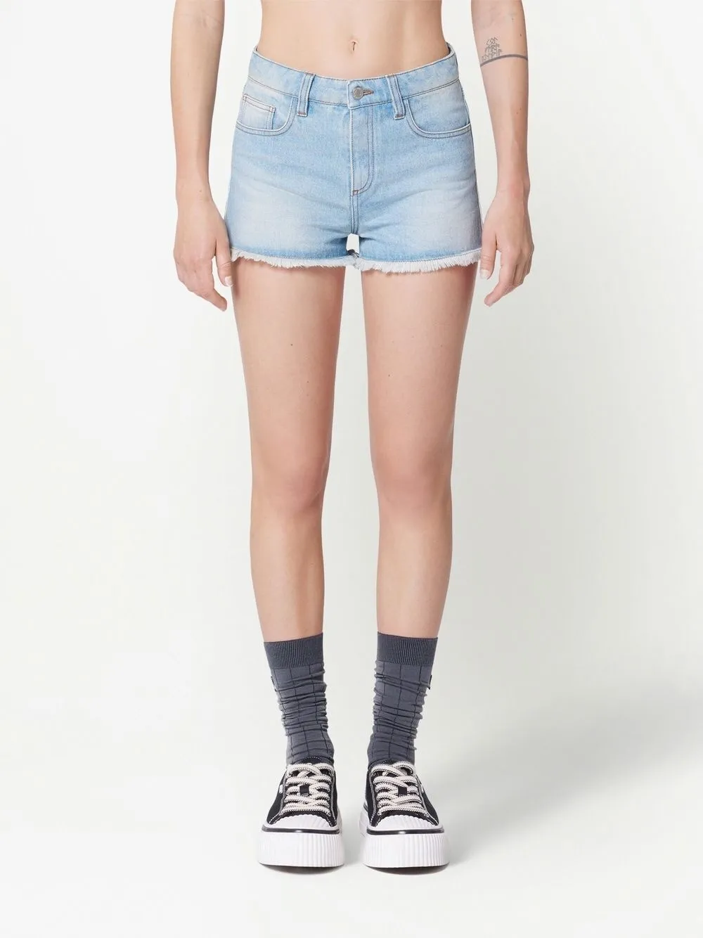 Raw-Cut Denim Shorts