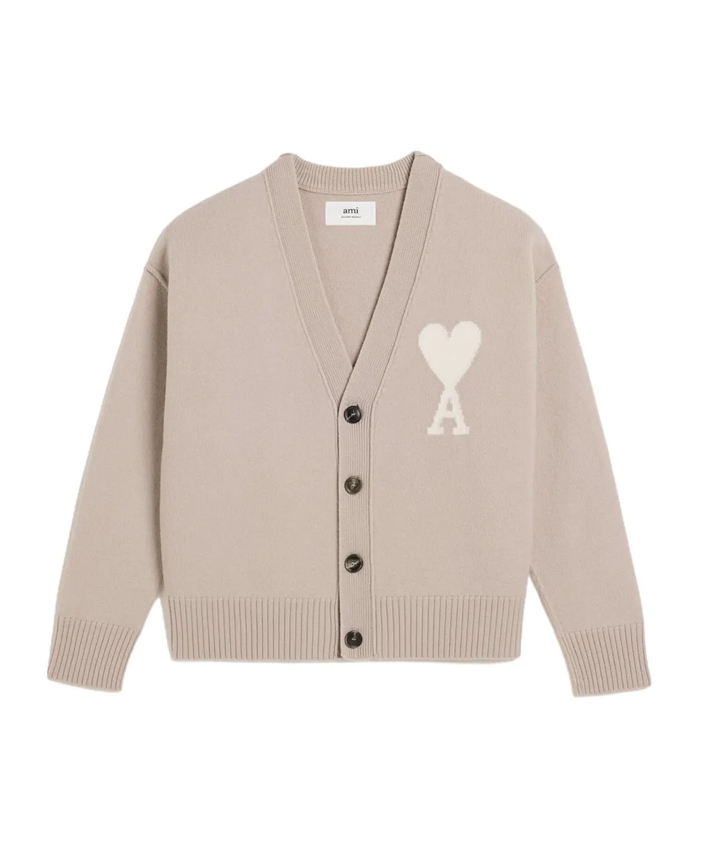 Ami De Coeur Logo Intarsia-Knit Cardigan