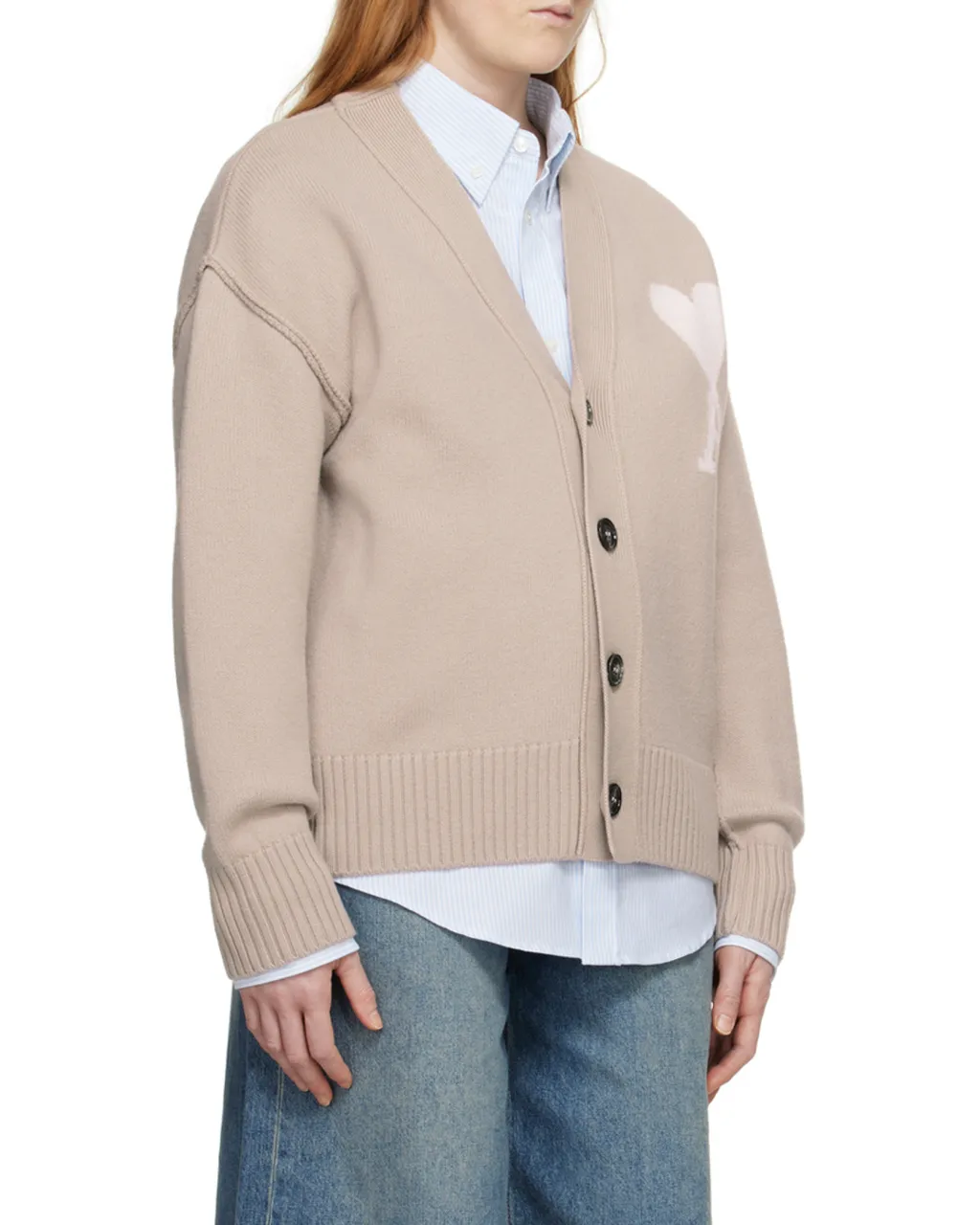 Ami De Coeur Logo Intarsia-Knit Cardigan