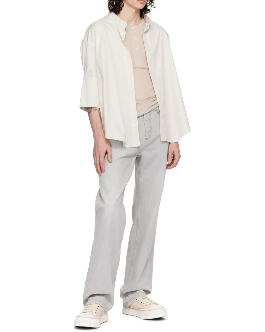 Mandarin Collar Buttoned Shirt