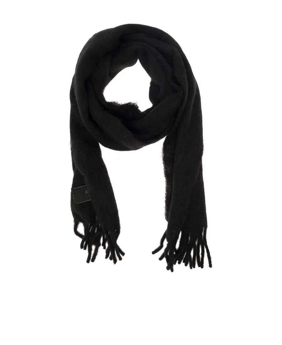 Logo Patch Fringed Edge Scarf