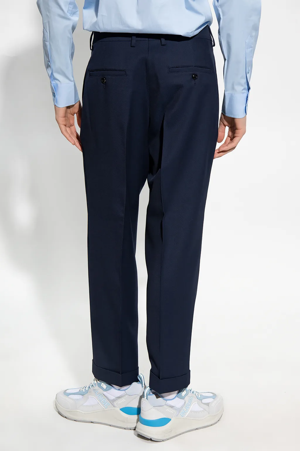 Folded Detail Wide-Leg Trousers