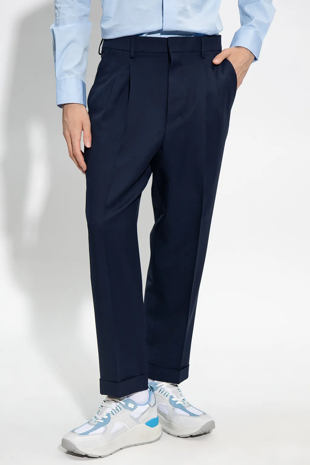 Folded Detail Wide-Leg Trousers