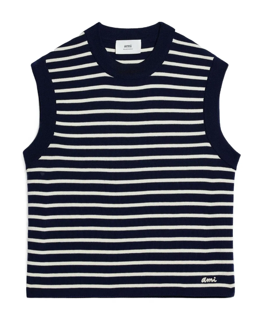Stripe-Print Merino Vest