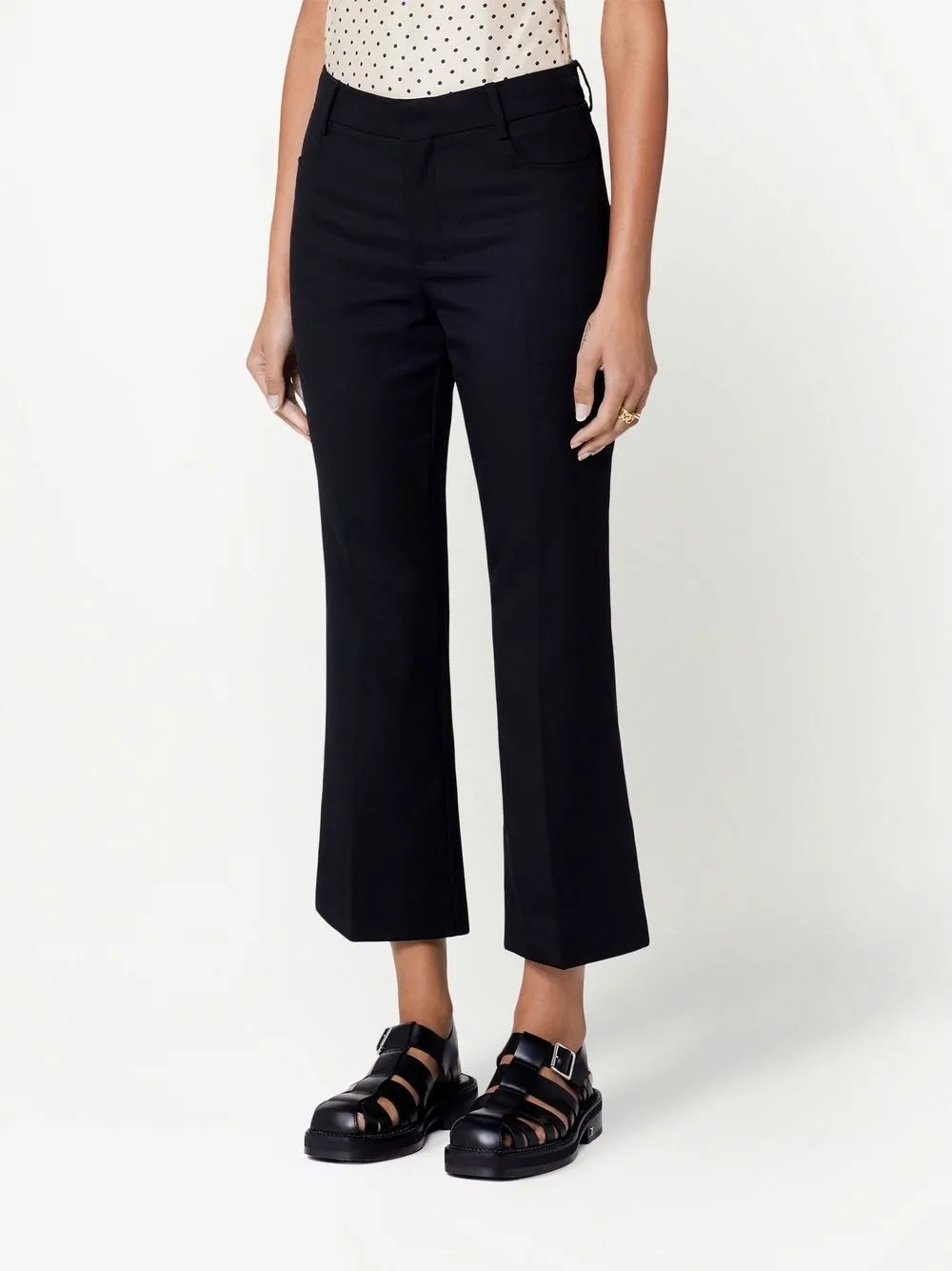 Mid-Rise Flared Trousers