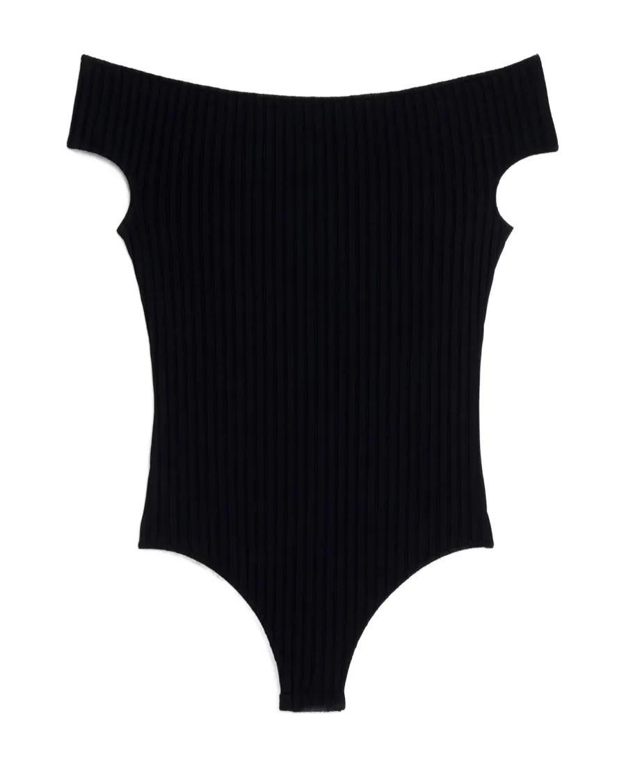 Off-Shoulder Ribbed Knit Bodysuit