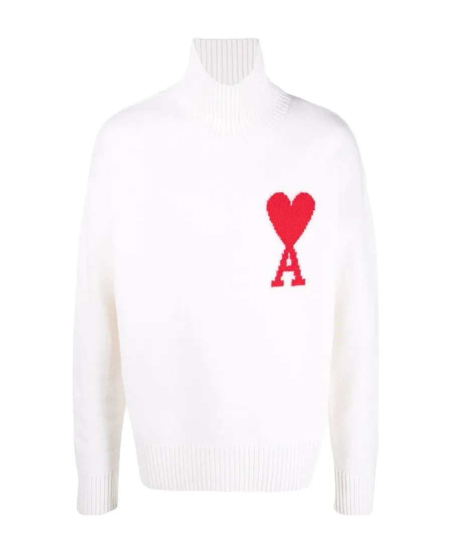 Ami De Coeur Roll Neck Heart Motif Embroidered Jumper