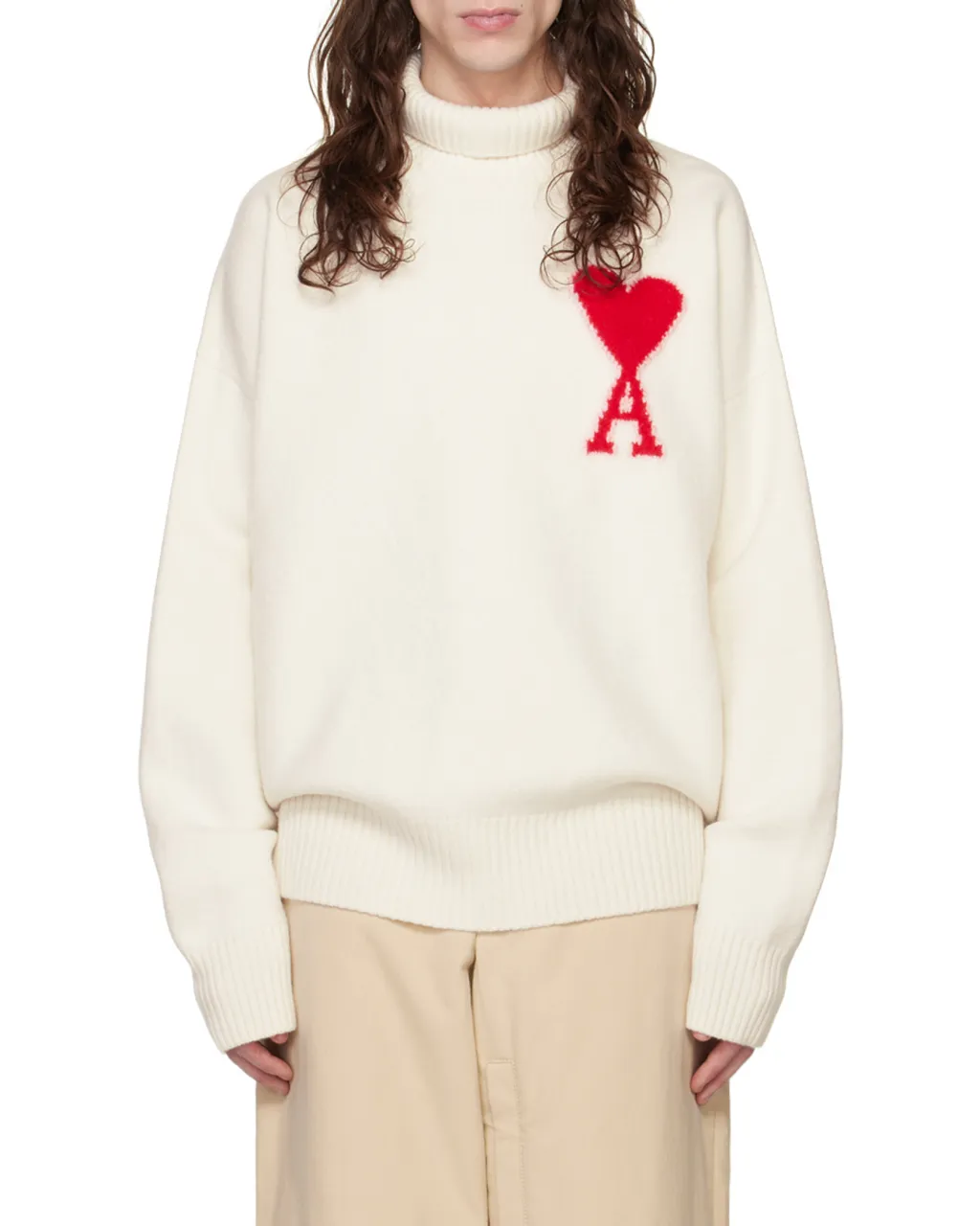 Ami De Coeur Roll Neck Heart Motif Embroidered Jumper