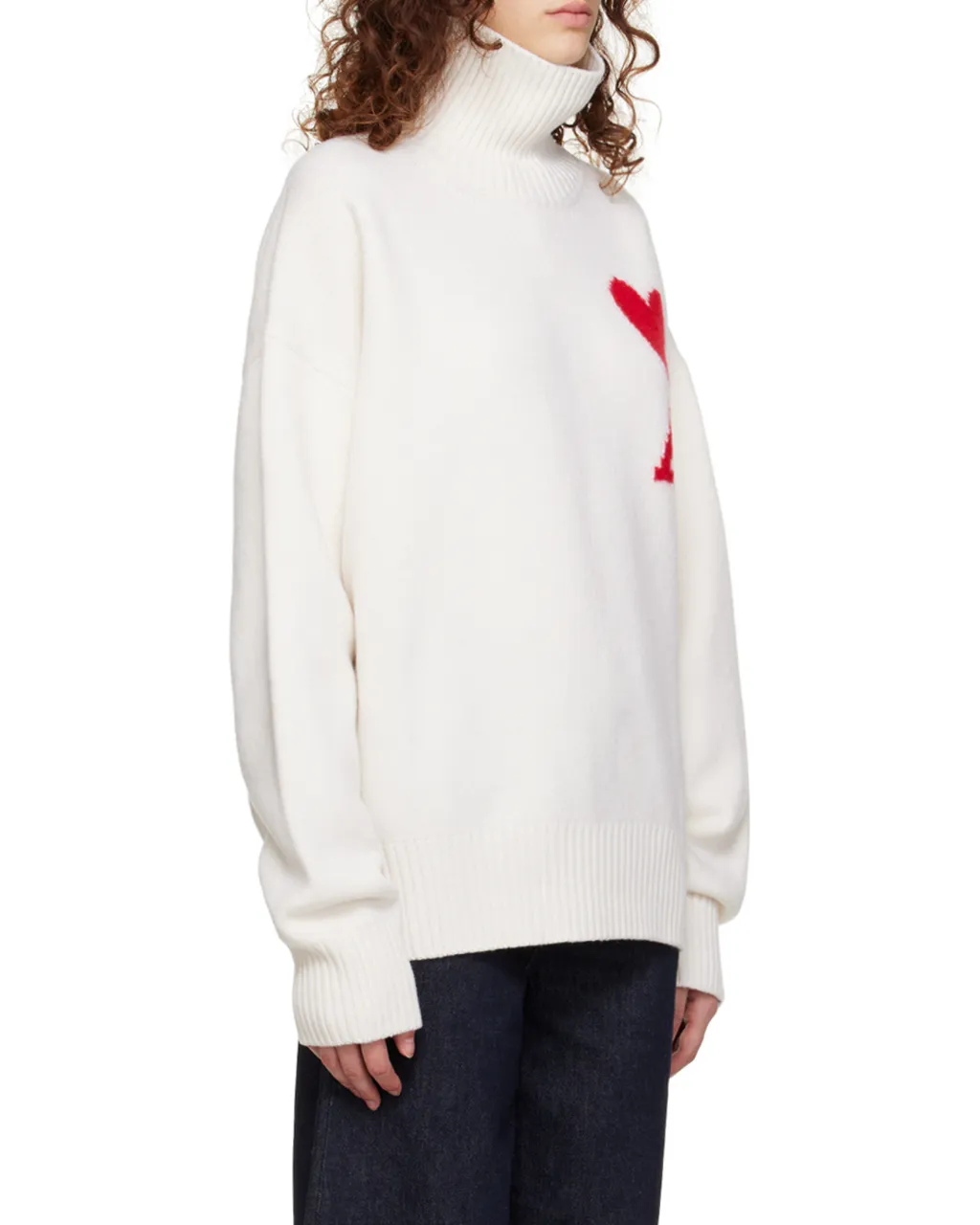 Ami De Coeur Roll Neck Heart Motif Embroidered Jumper