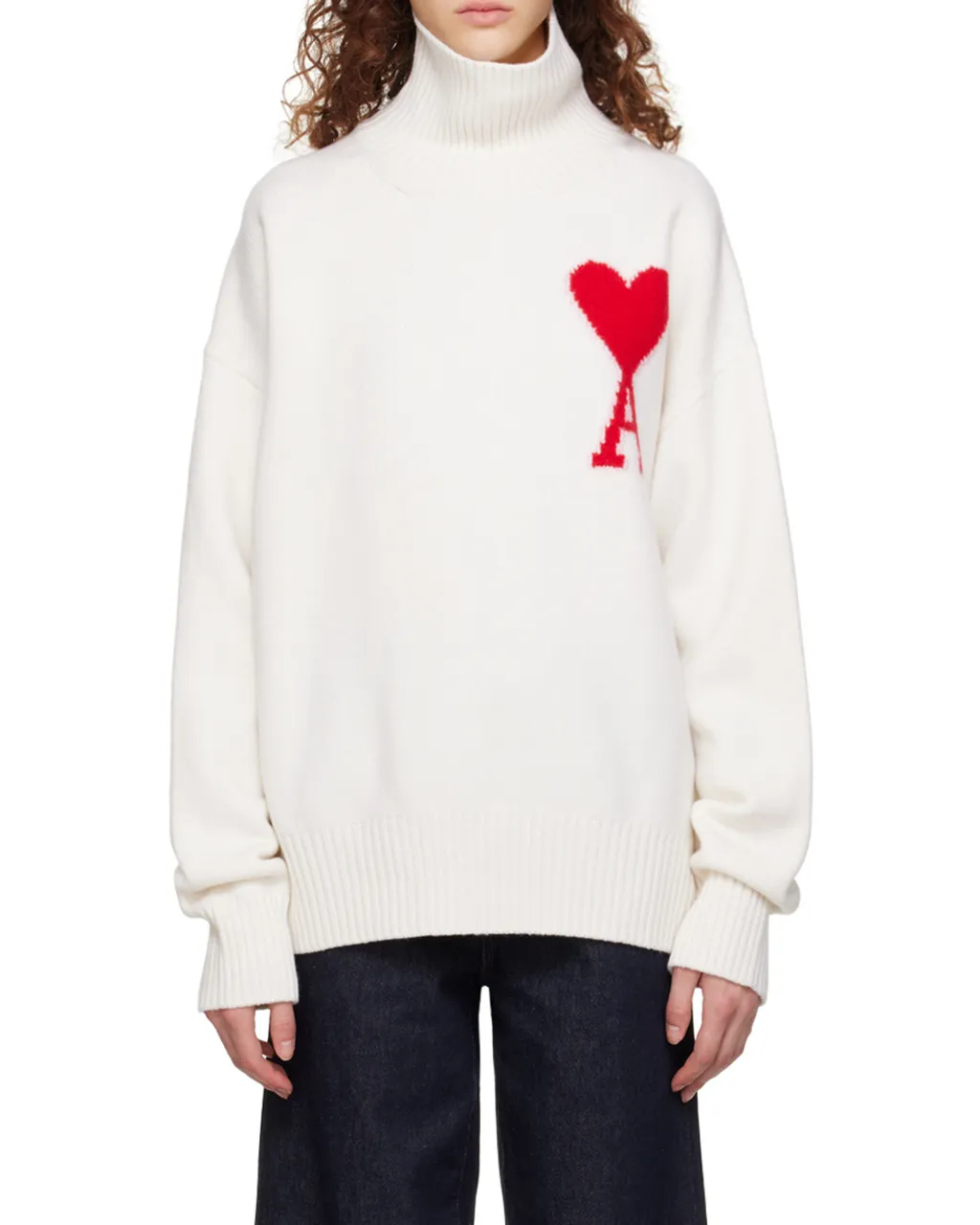 Ami De Coeur Roll Neck Heart Motif Embroidered Jumper