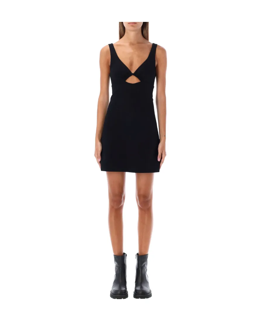 Cut-Out Detailed V-Neck Mini Dress