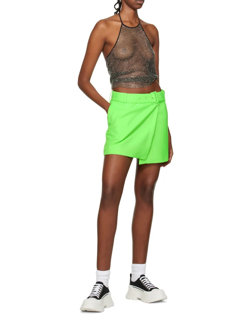 High Waist Straight Hem Mini Skirt