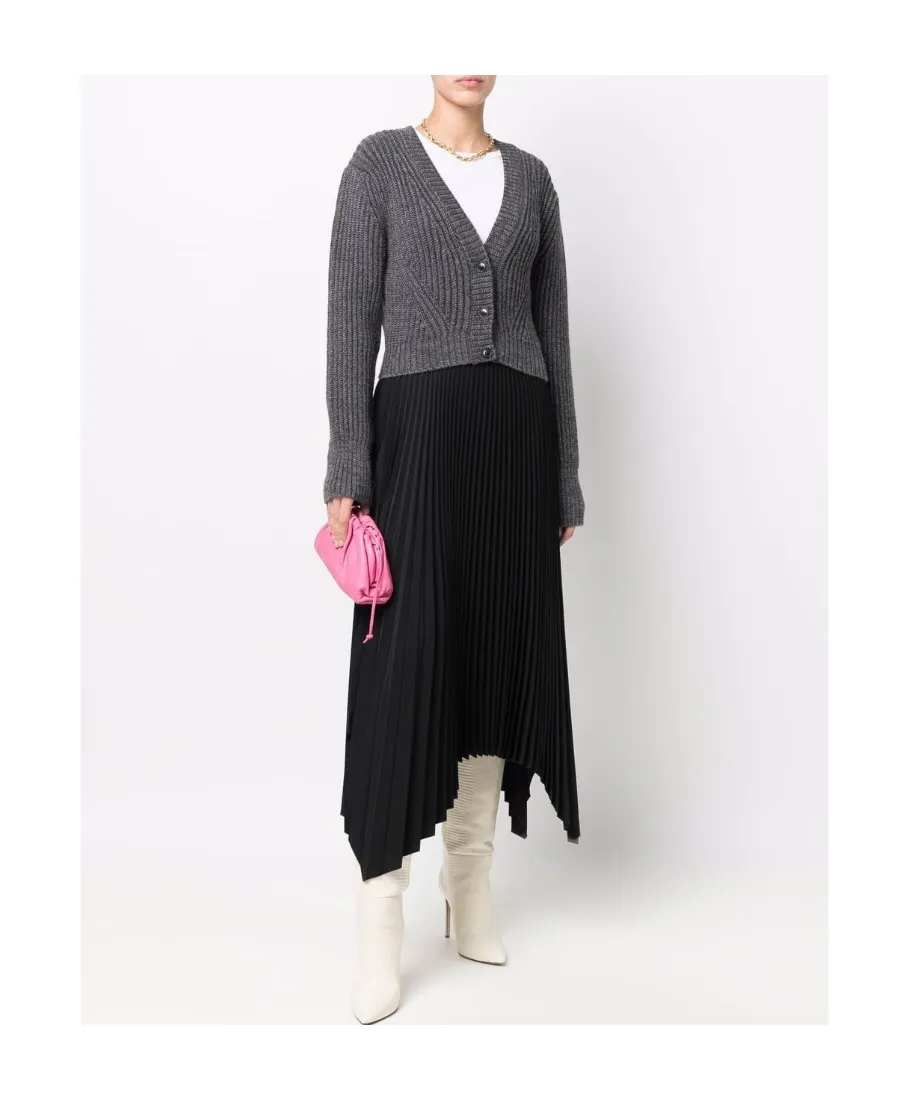 Cropped Ribbed-Knit Cardigan