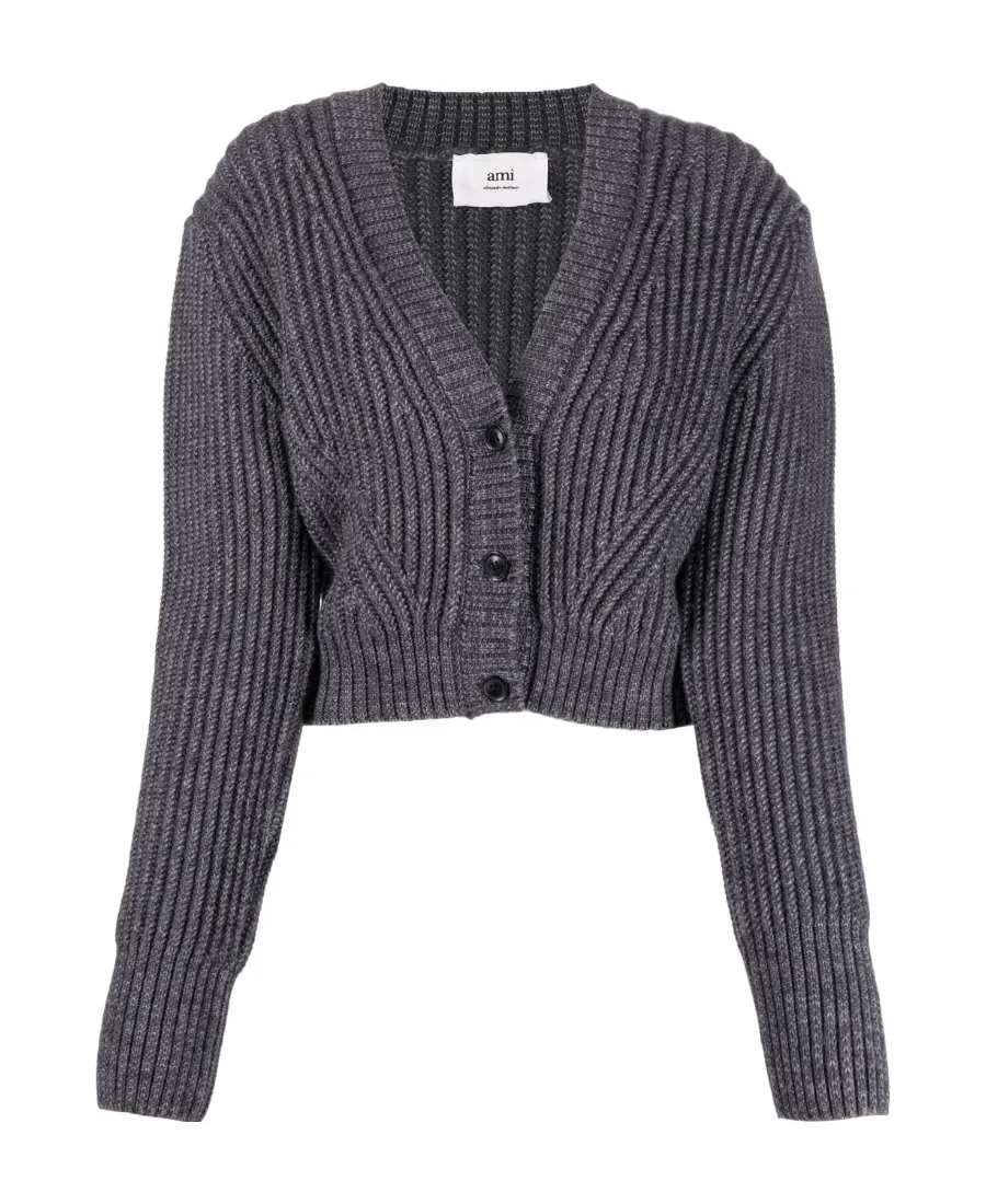 Cropped Ribbed-Knit Cardigan