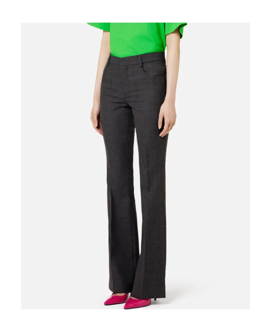 Mid-Rise Flared Tailored Trousers