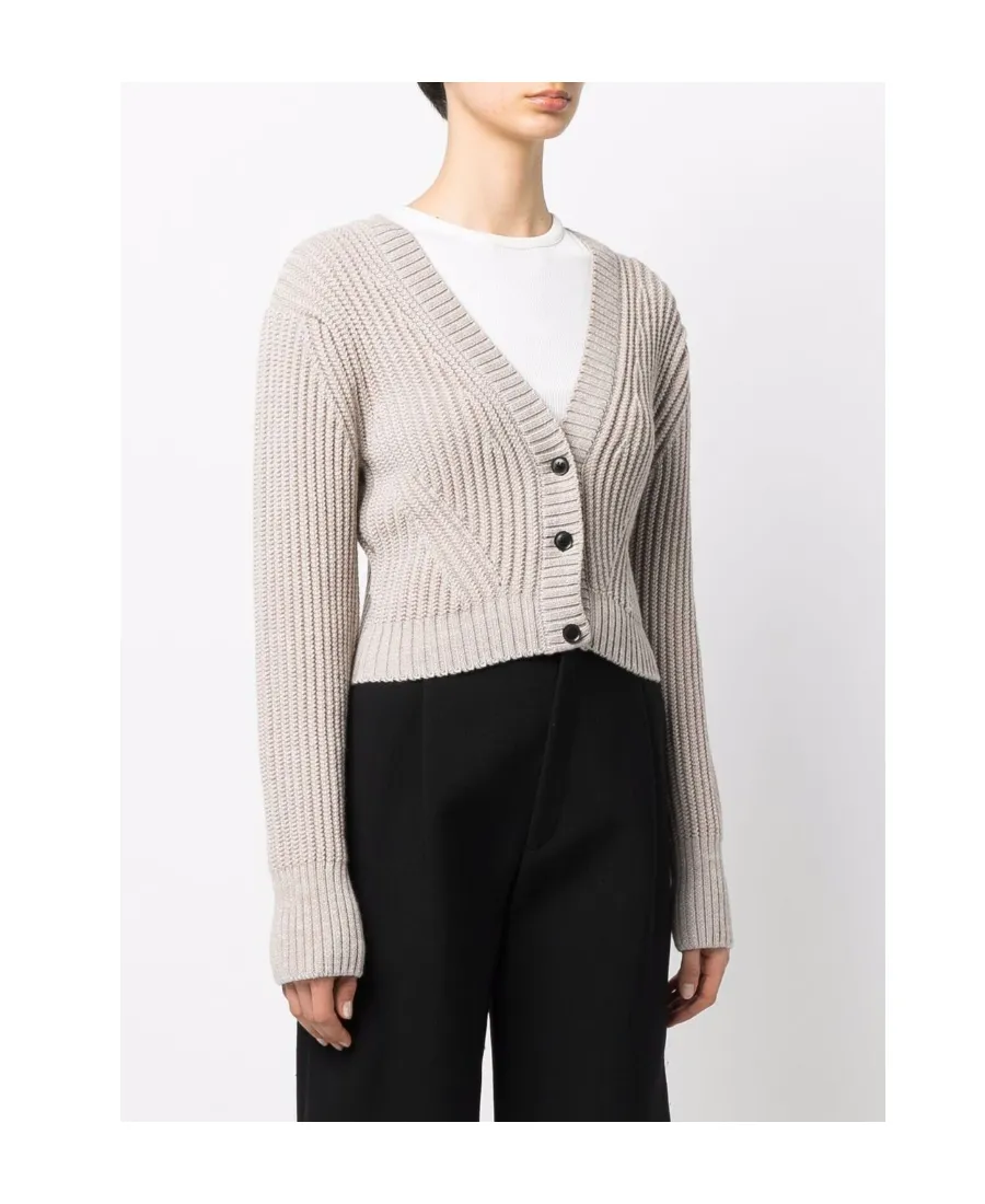 Cropped Ribbed-Knit Cardigan