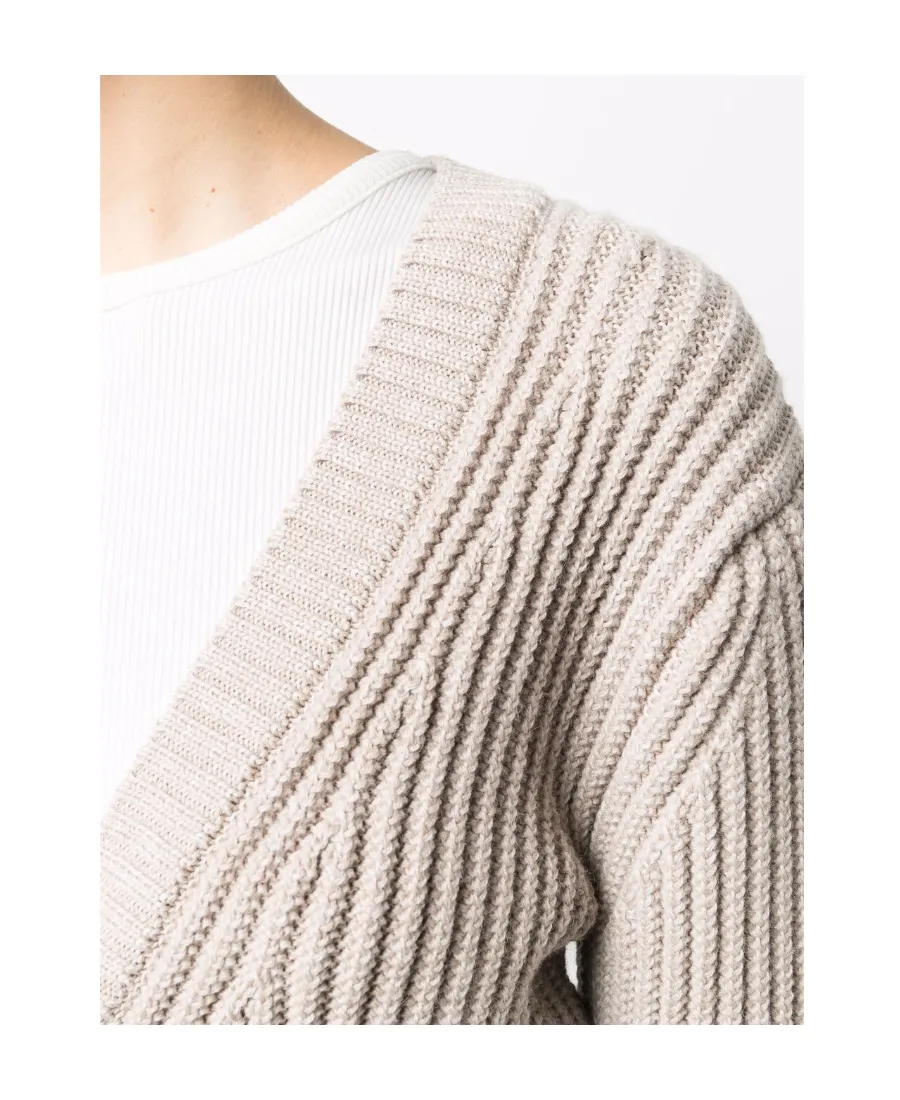 Cropped Ribbed-Knit Cardigan