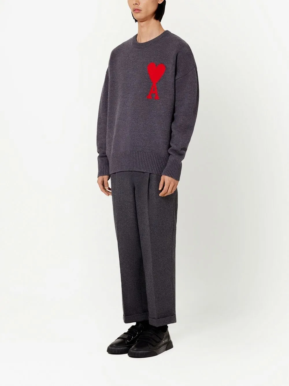 Ami De Coeur Logo Intarsia Crewneck Knitted Jumper