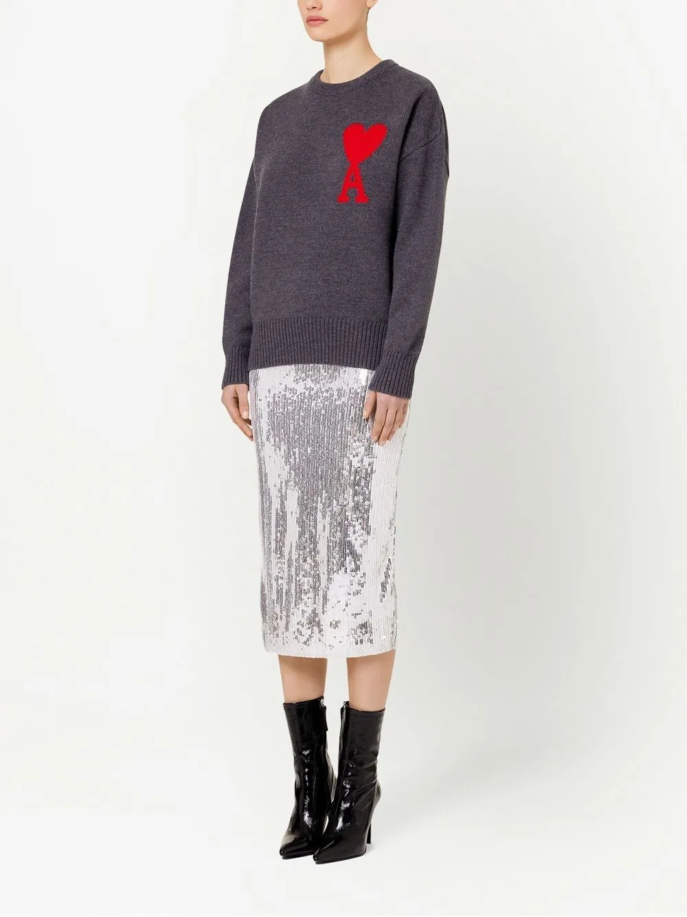 Ami De Coeur Logo Intarsia Crewneck Knitted Jumper