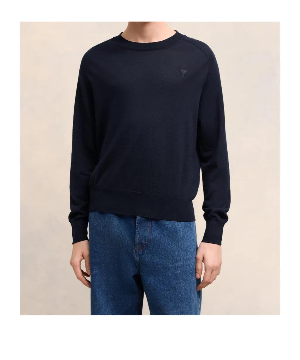 Ami Logo Embroidered Crewneck Sweater