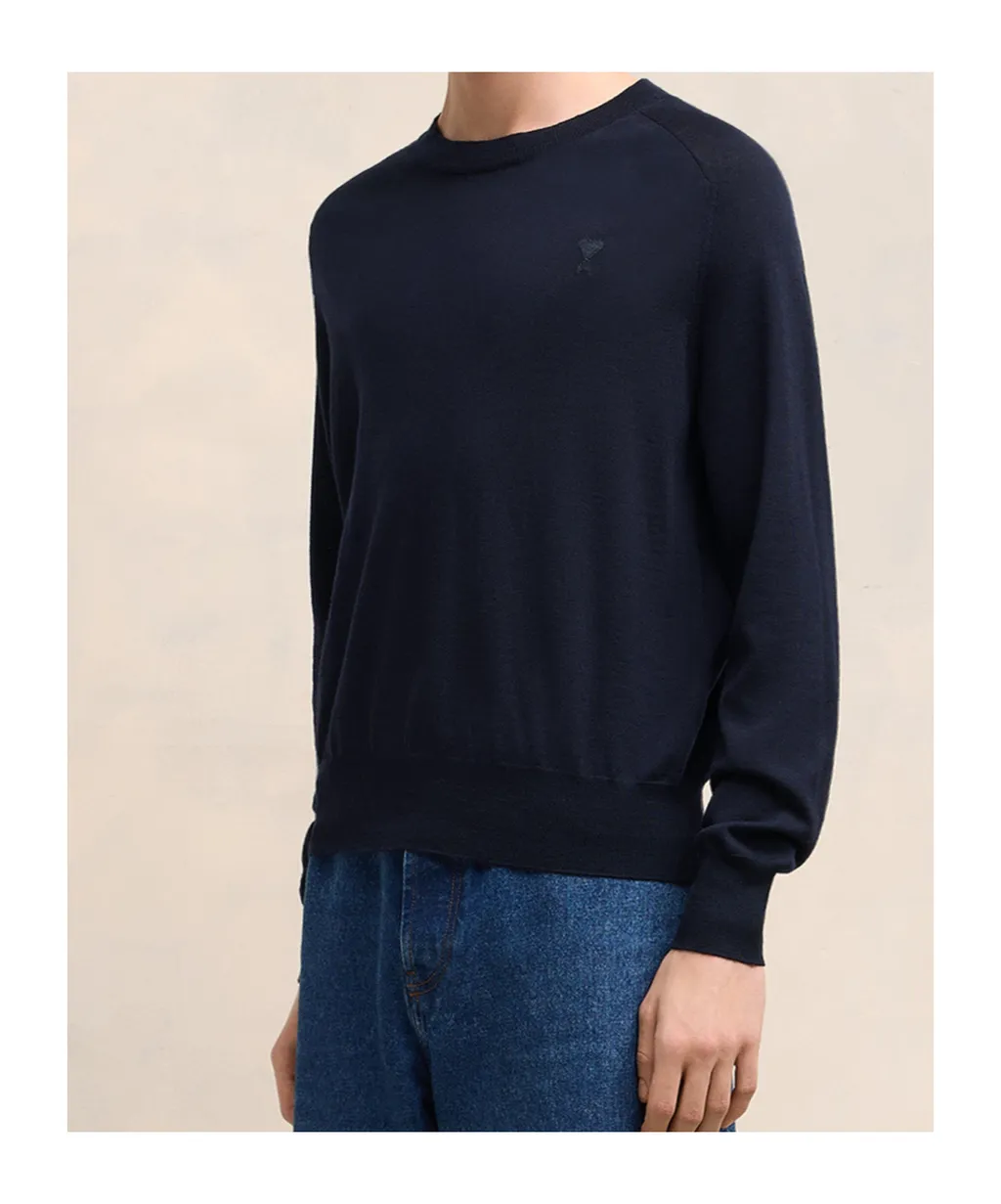Ami Logo Embroidered Crewneck Sweater