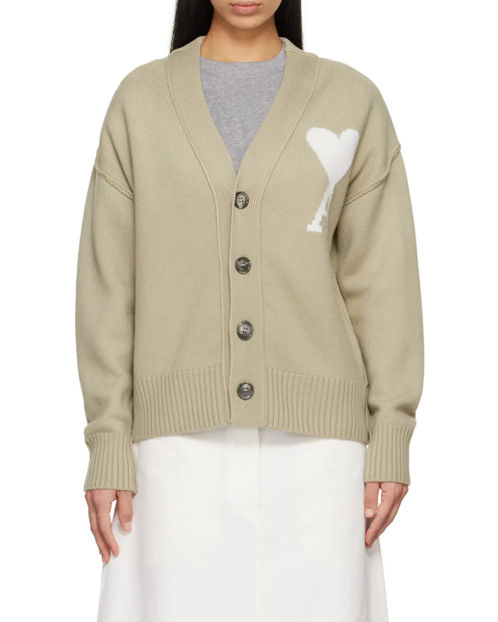 Ami De Coeur Logo Intarsia Knitted Cardigan