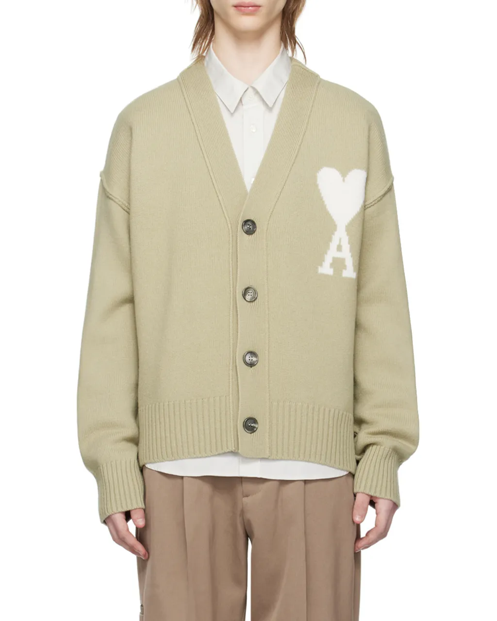 Ami De Coeur Logo Intarsia Knitted Cardigan