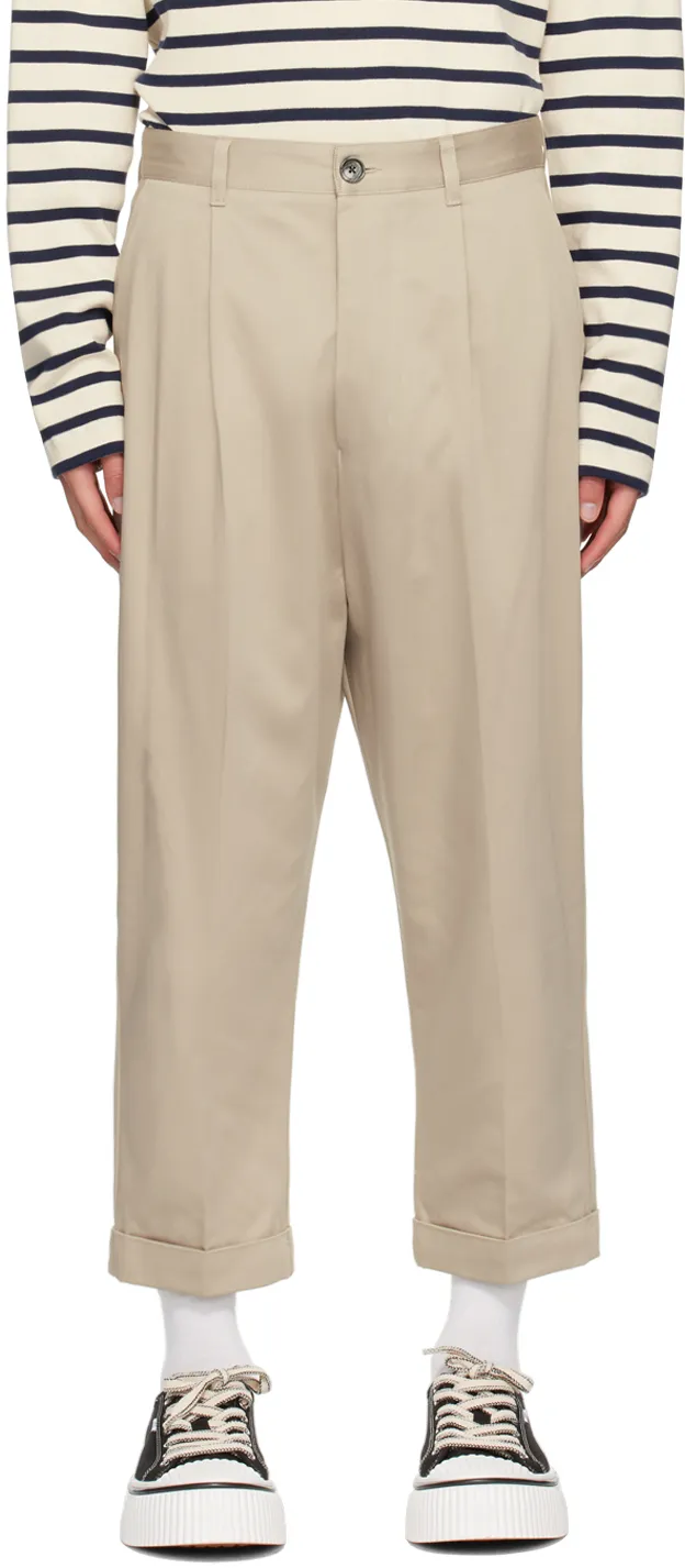 Pleated Tapered Leg Trousers