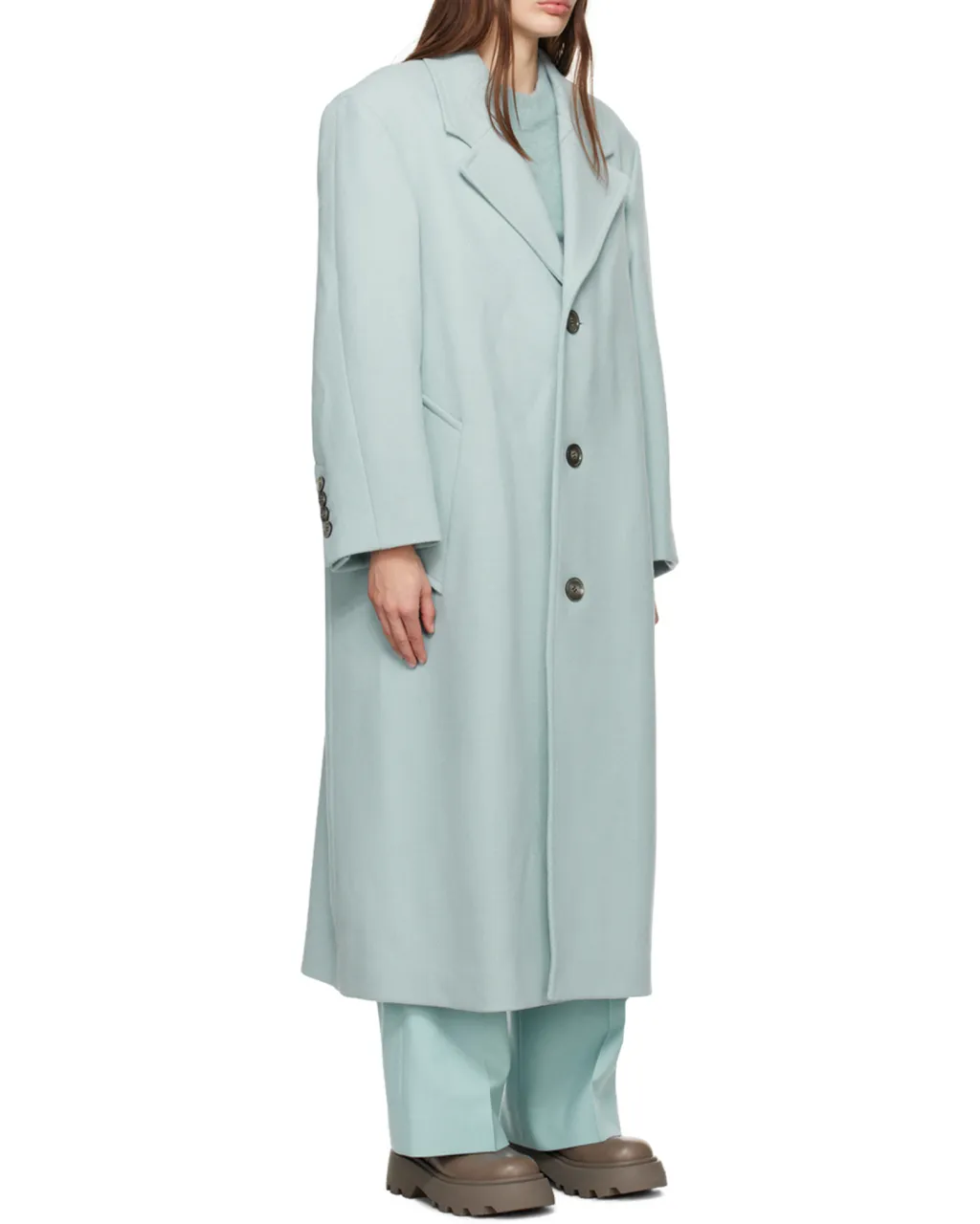 Single-Breasted Long-Sleeved Ribbed Coat